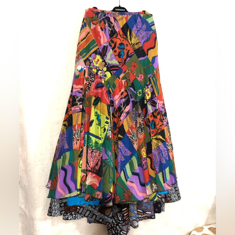 Phool India Size L Broomstick Skirt Colorful tiered Pull on